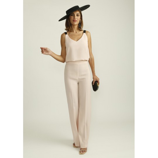 Top ALBA CONDE rosa con tirantes de lentejuelas