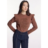 Camiseta ALBA CONDE marron con bordado