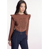 Camiseta ALBA CONDE marron con bordado