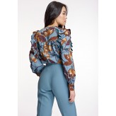 Blusa ALBA CONDE azul estampado floral