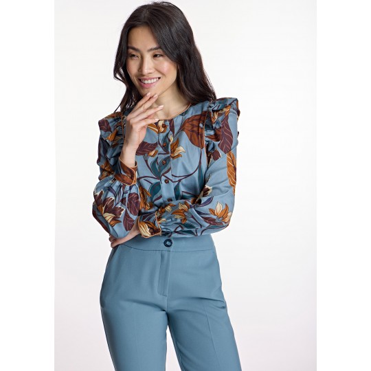 Blusa ALBA CONDE azul estampado floral