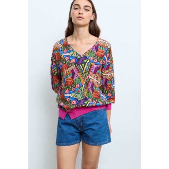 Blusa ALDO MARTINS estampado étnico