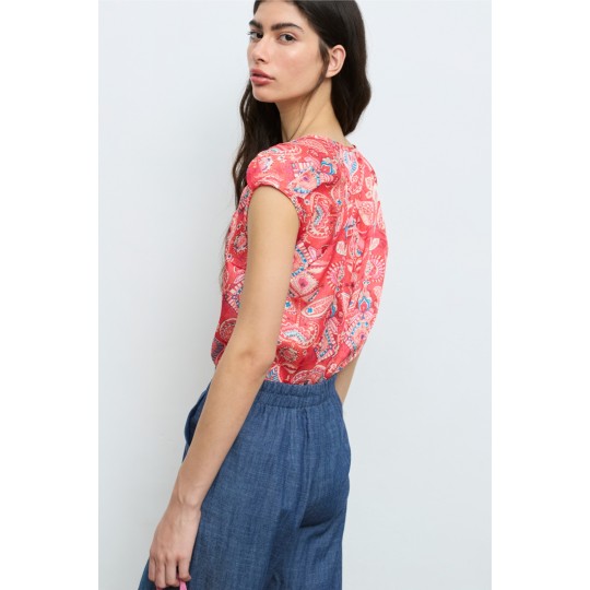 Blusa ALDO MARTINS tonos rojos